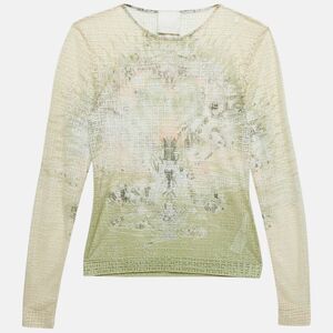 Givenchy Cream Monogram Sheer Jacquard Knit Long Sleeve Top S